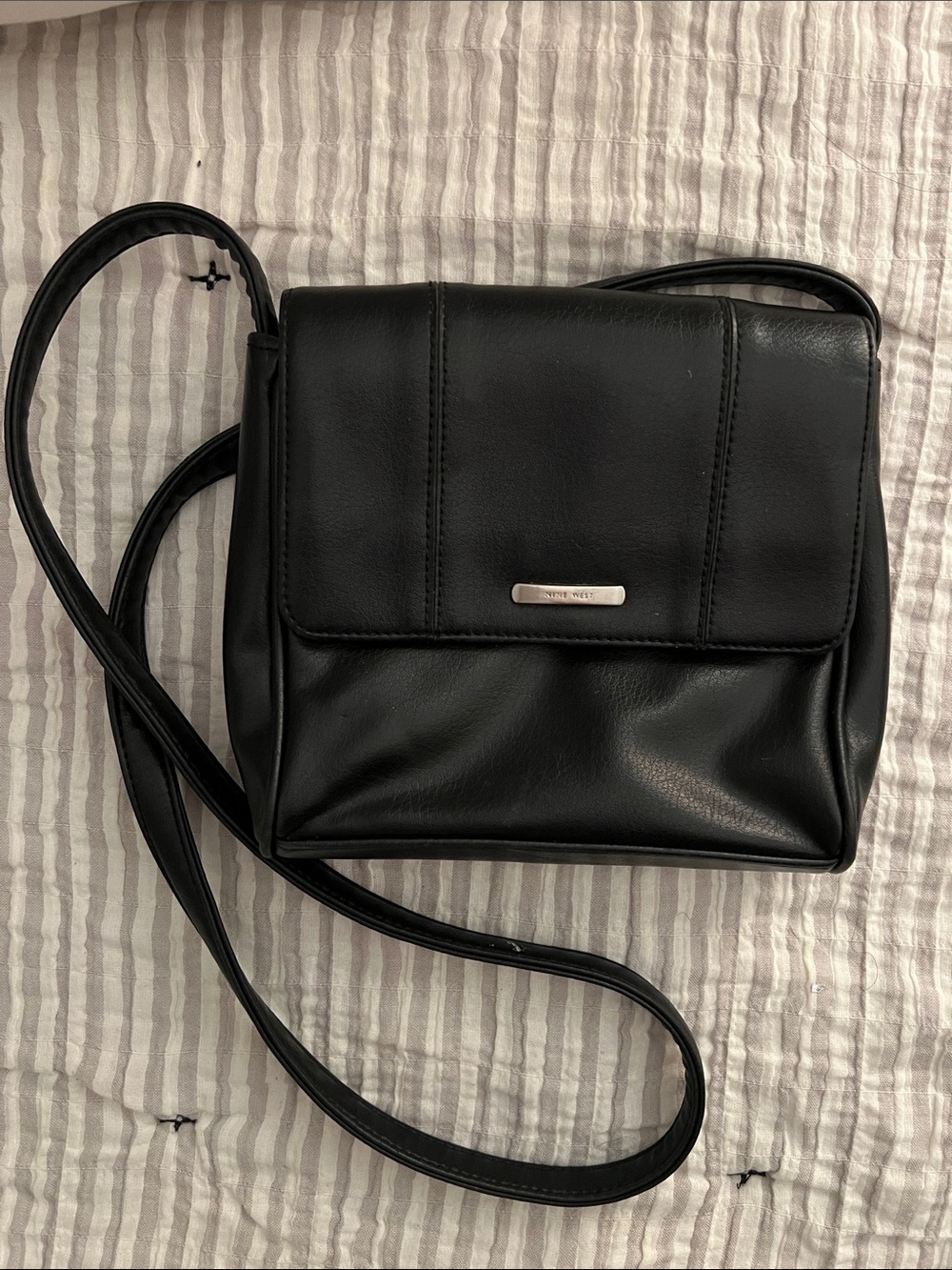 Nine West Black Faux Leather Flap Crossbody